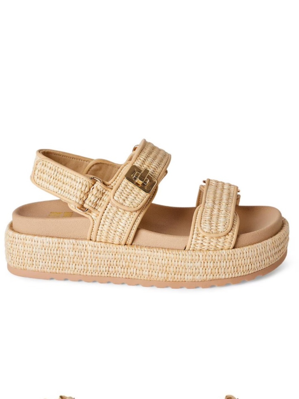 Woven Platform Strap Sandal - Beige